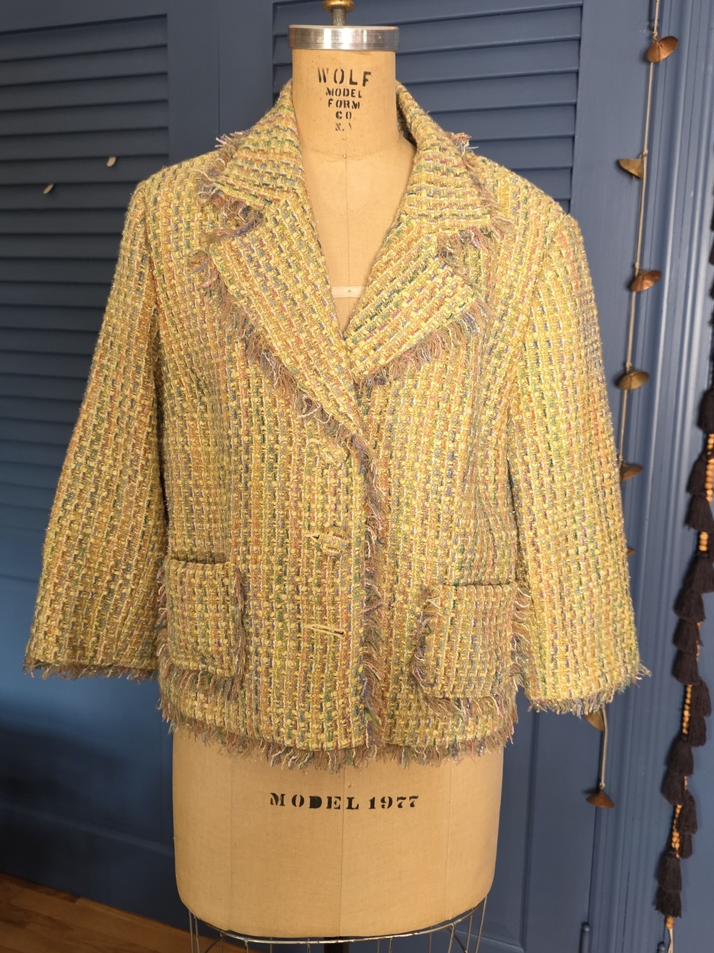 Chadwicks Yellow Multicolor Tweed Blazer